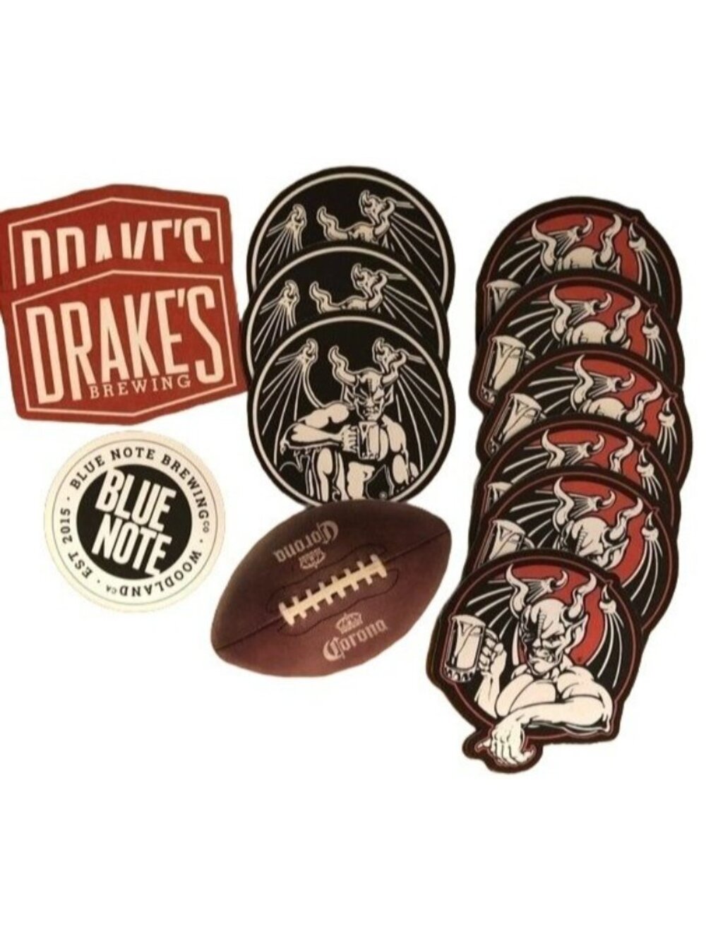 Collection of assorted paper coasters set of 13 black red drake's corona READ